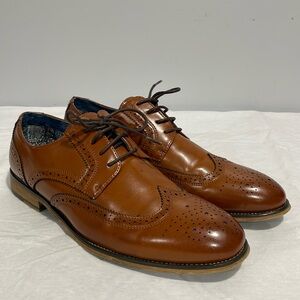 Bruno Marc Men's Sophisticated Wingtip Dress Shoes size 11W cognac brown